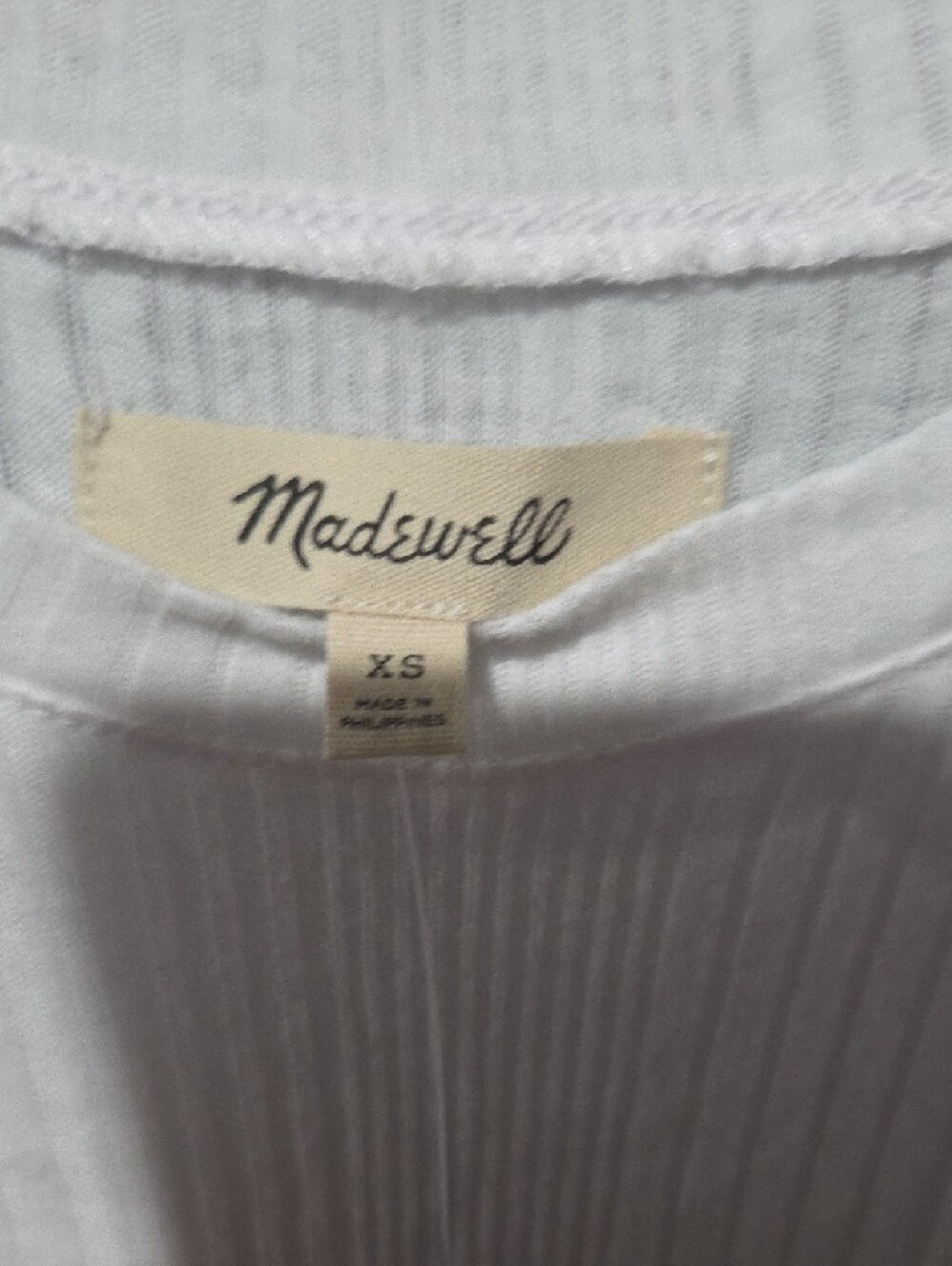 Madewell White Ribbed Crewneck Long Sleeve Tee NWT - Picture 2 of 4